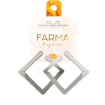 Farma Bijoux Σκουλαρίκια Τετράγωνα Ασημί Υποαλλεργικά για Ευαίσθητα Αυτιά